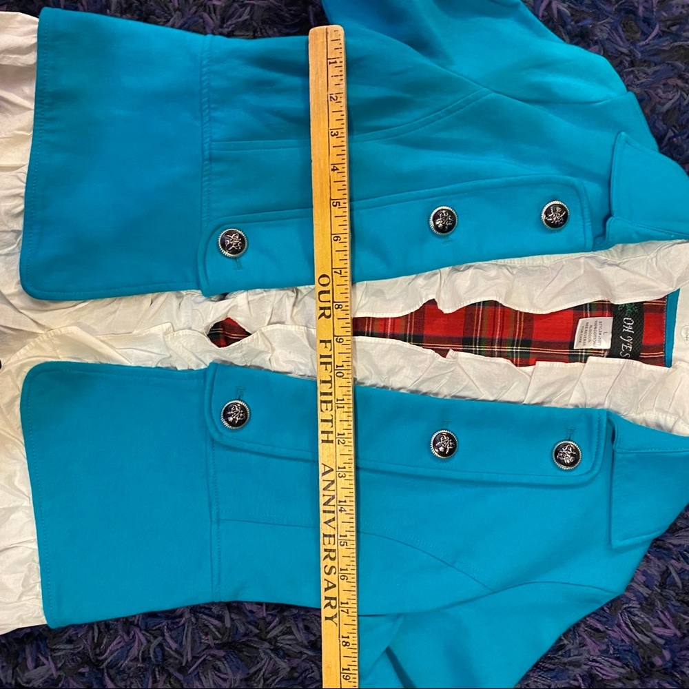 Turquoise Blazer with removable Ruffle - Picture 9 of 13